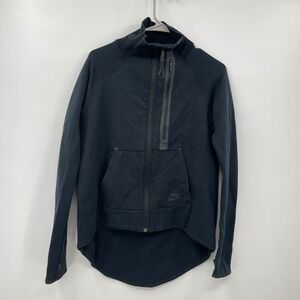 Pre owned Nike Tech Fleece Full Zip Jacket Black Thumb Hole High Low Hem Womens